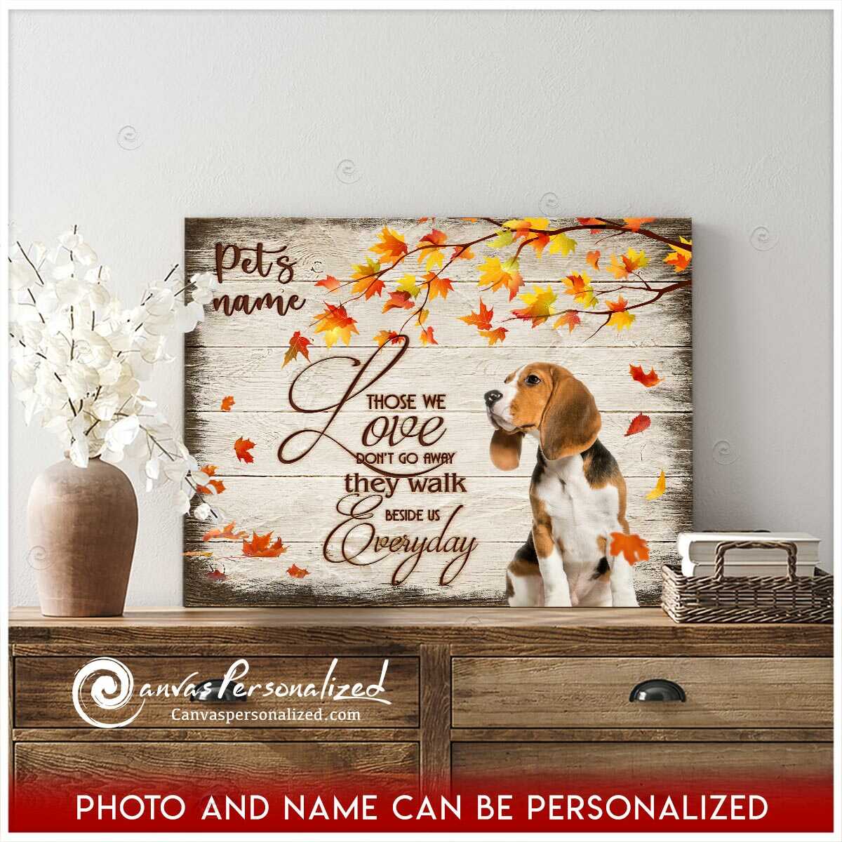Dog Memorial Wall Art Custom Pet's Name And Photo Canvas Personalized