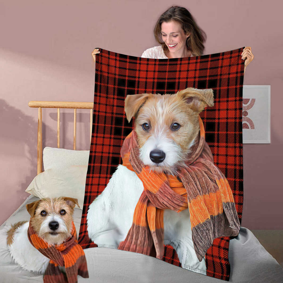 Personalized Dog Picture On Blanket Christmas Gift For The Dog Lover