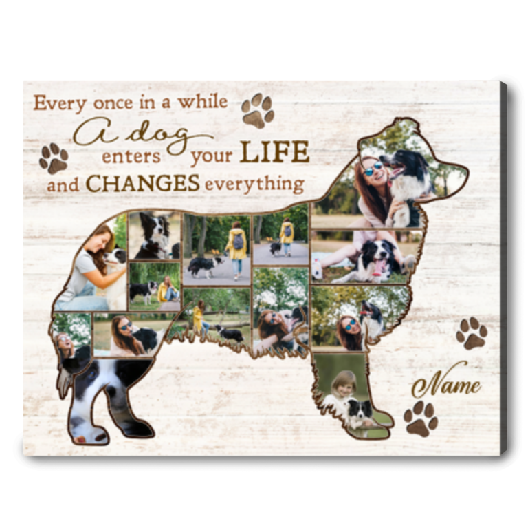 Best Border Collie Dog Gift Idea Personalized Photo Collage Dog Canvas